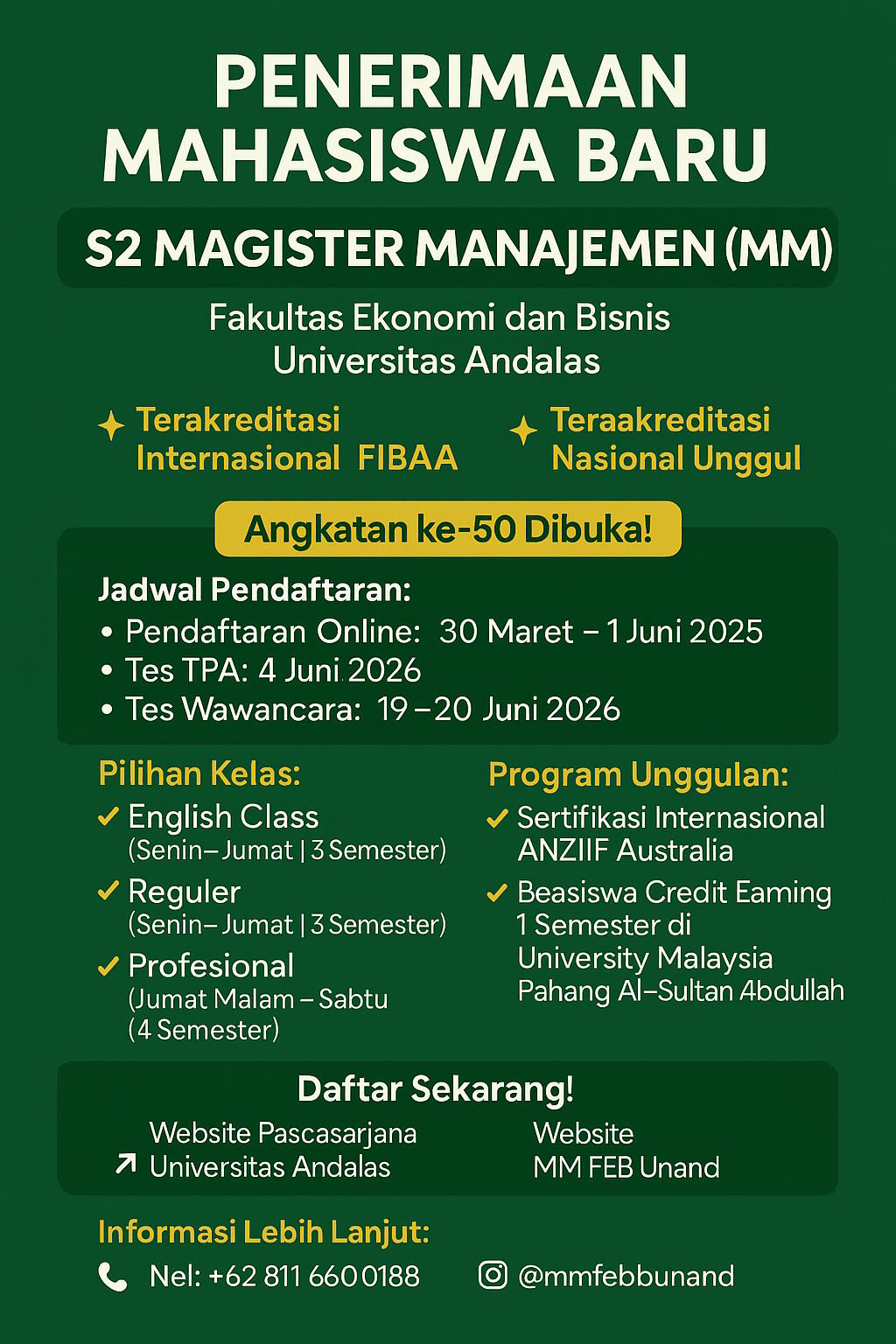S2 MM FEB Unand - GEL II Penerimaan Mahasiswa Baru Angkatan 50
